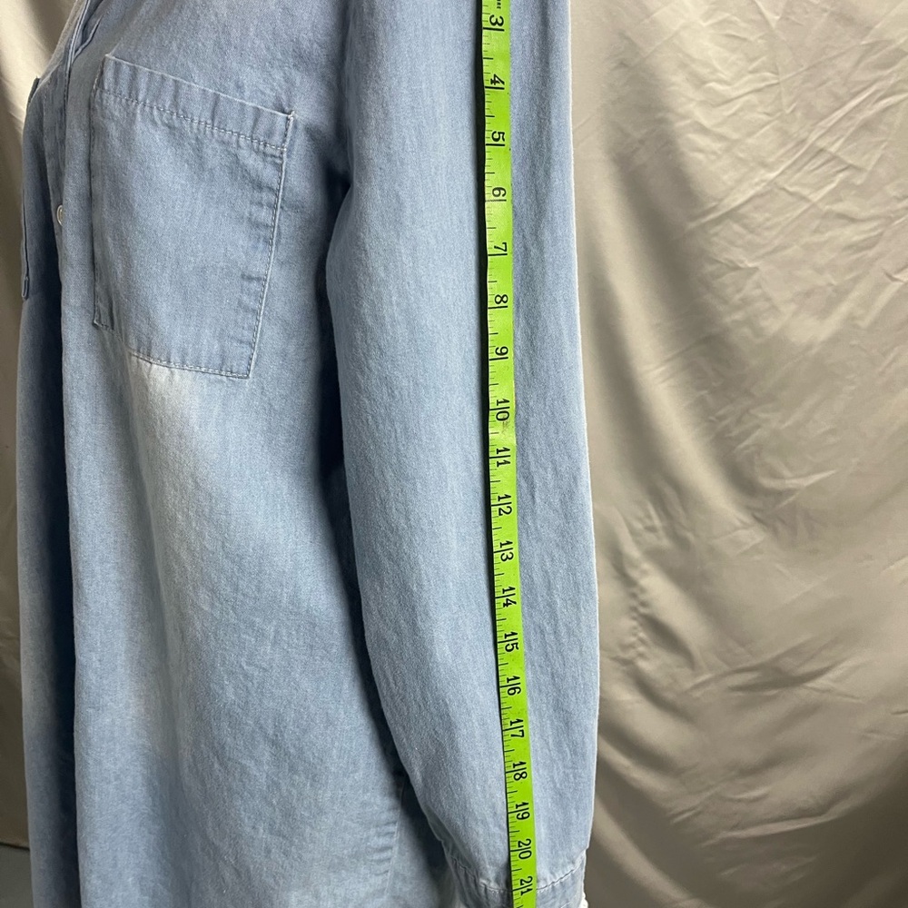 Zilcremo Light Blue Denim Long Sleeve Shirt Dress Large - Picture 6 of 8